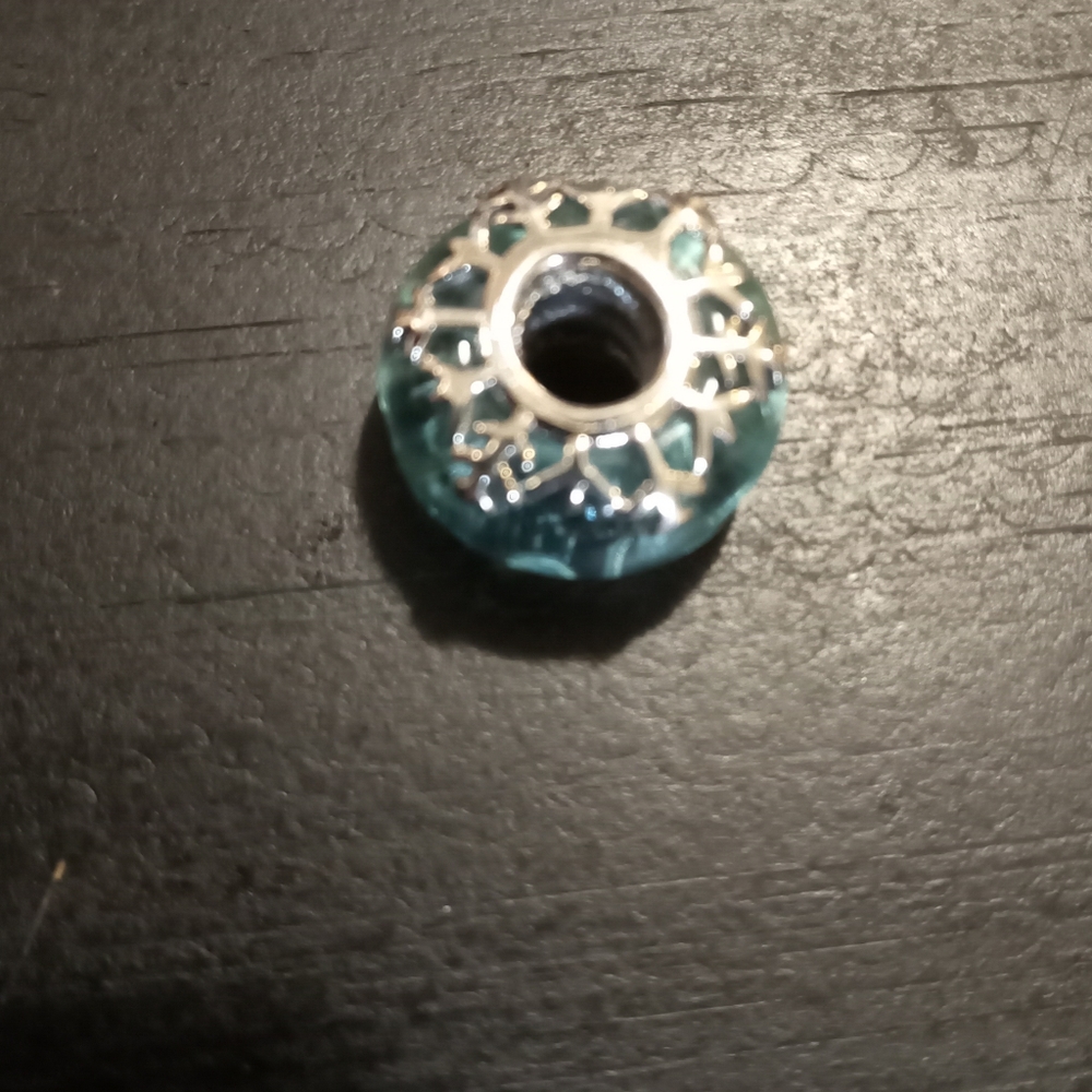 Sterling silver Murano snowflake charm fits Pandora bracelets